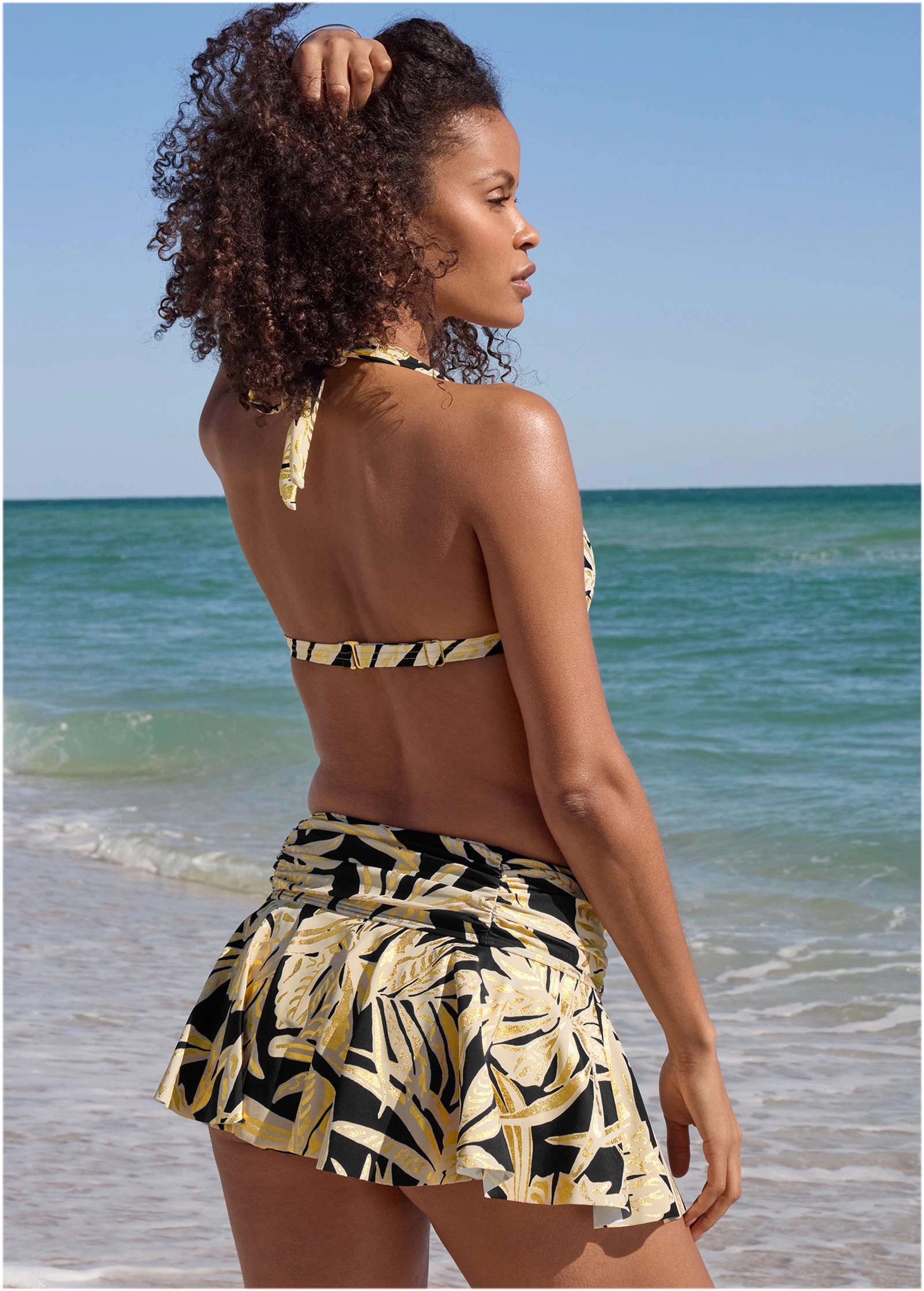 Goddess Push-Up Halter Top  - Tricolor Jungle