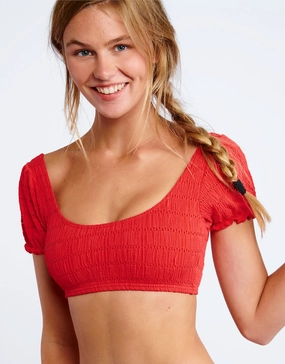 Habana Lilio Bikini Top - Red stylish swimwear tops, womens beach tops