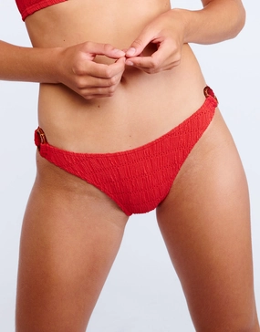 Habana Vaiva Bikini Pant - Red adjustable swim bottoms women, flattering bikini bottoms