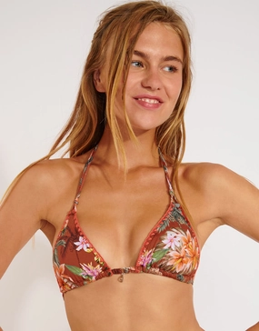 Hanalei Nuco Bikini Top - Maroon full coverage swim tops, cute bikini tops