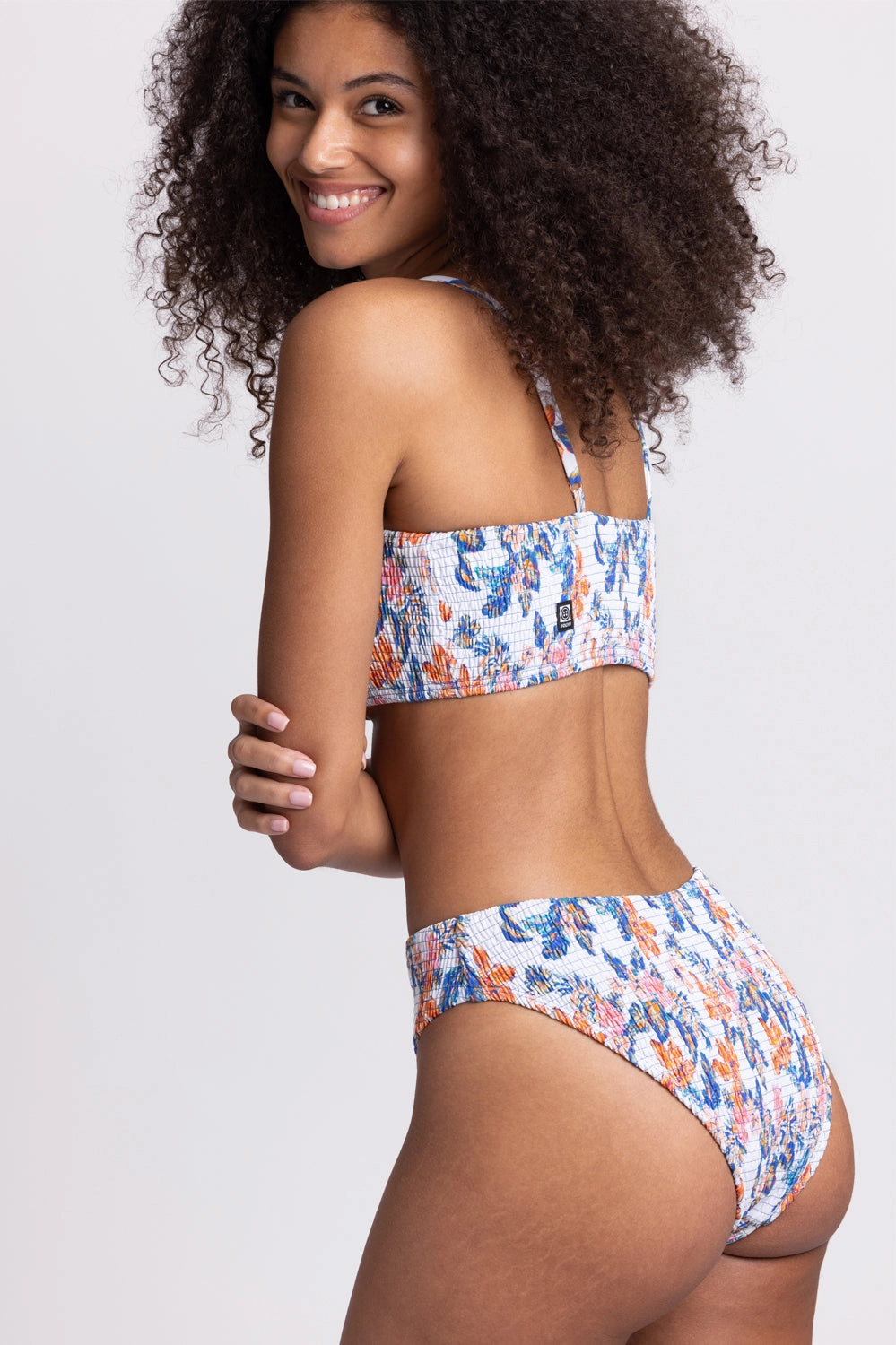 Hazel Smocked Bikini Bottom - Flora Tiki inclusive swimwear styles, all season swimwear options