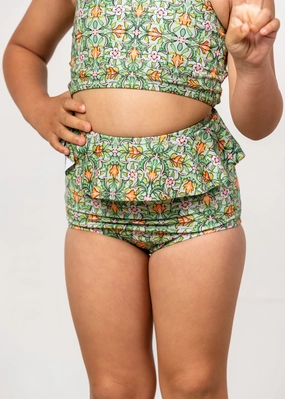 Heirloom Tulip | Mini Peplum Bottoms girls full coverage swimwear, kids swimwear for pool
