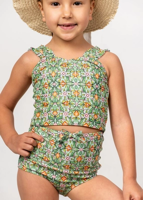 Heirloom Tulip | Mini Ripple Top girls full coverage swimwear, kids swimwear for pool