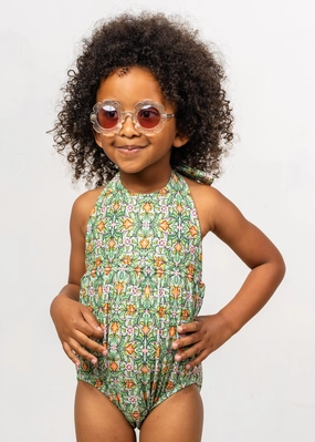 Heirloom Tulip | Mini Romper One-Piece girls full coverage swimwear, kids swimwear for pool