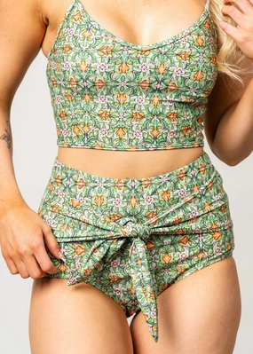 Heirloom Tulip | Tie-Up-Front Bottoms elastic waistband swim bottoms, mix-and-match bikini bottoms