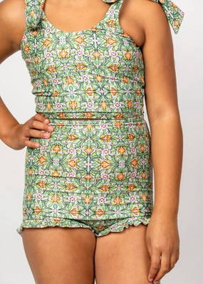 Heirloom Tulip | Youth All Ruffled Up Bottoms girls full coverage swimwear, kids swimwear for pool