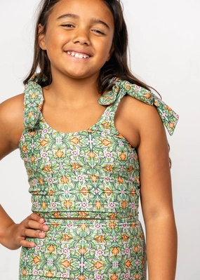 Heirloom Tulip | Youth Knot Top girls full coverage swimwear, kids swimwear for pool