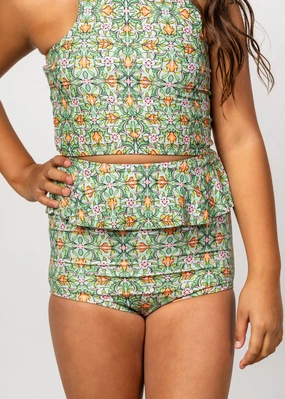 Heirloom Tulip | Youth Peplum Bottoms girls full coverage swimwear, kids swimwear for pool