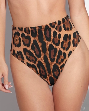 Hi Cut Kini Bottom - Symmetric Leopard shaping swimwear for women, tummy control sculpting swimsuits