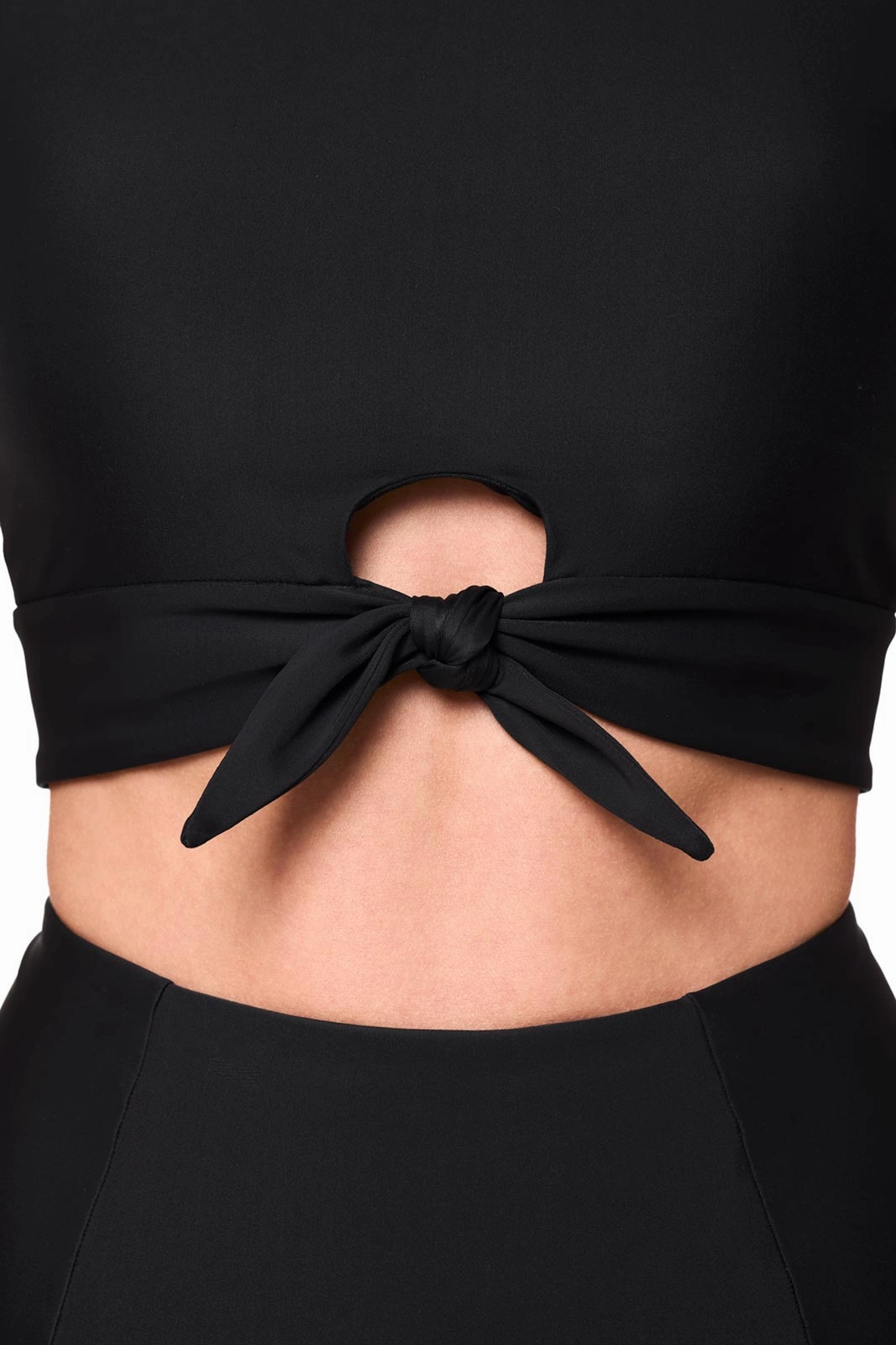 Hibiscus Island Crop Swim Tee | Black