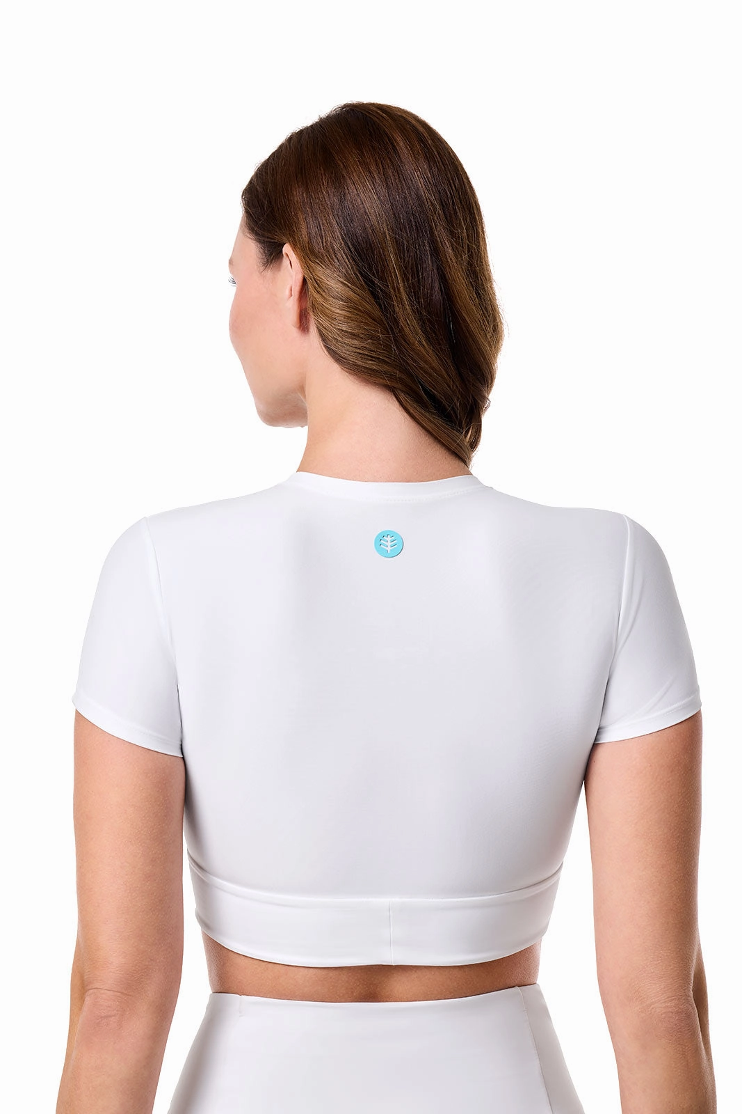 Hibiscus Island Crop Swim Tee | White
