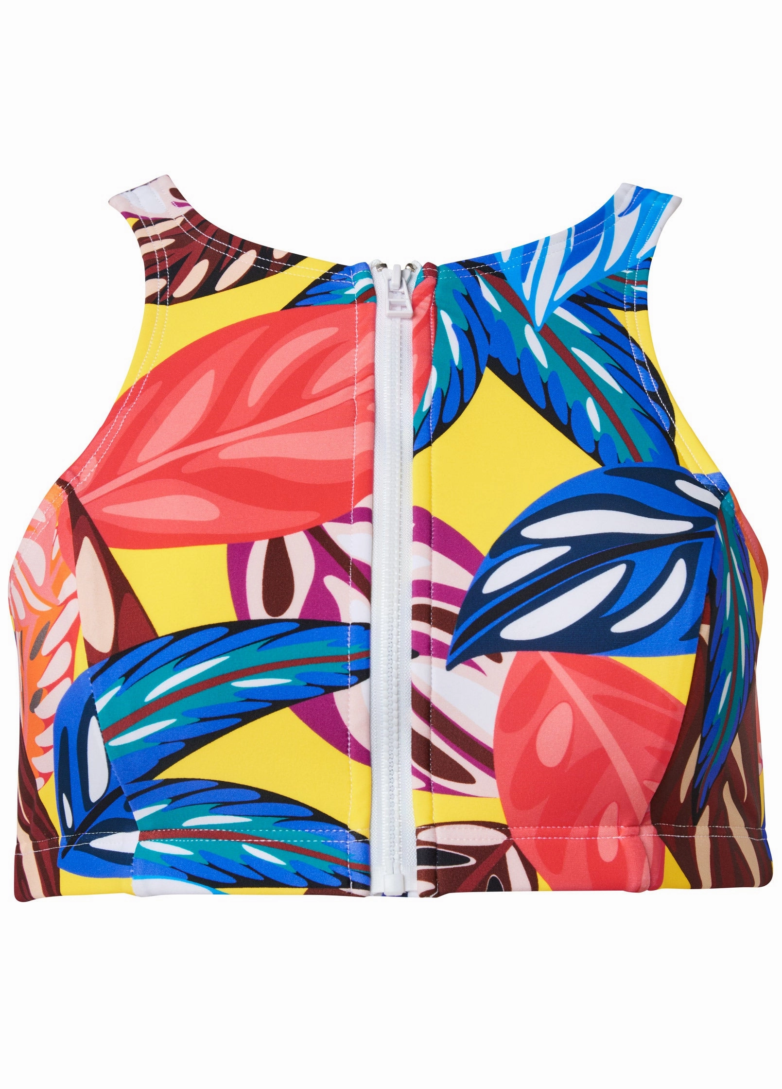 High-Neck Zip-Up Bikini Top - Havana Brights
