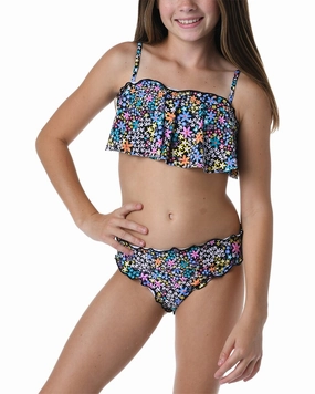 HOBIE Dainty Ruffle Bandeau 2pc Swim Set cute swimsuits for teen girls, modest teen swimwear