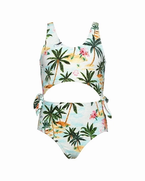 HOBIE Destination Keyhole One-Piece cute swimsuits for teen girls, modest teen swimwear