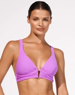 Honesty Banded Bikini Top - Violet full coverage swim tops, cute bikini tops
