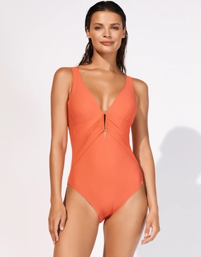 Honesty Underwired Swimsuit - Flame womens resort swimwear, flattering one-piece swimsuits