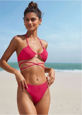 Honolulu Midi Bottom - Raspberry swimwear with tummy control, elegant swimsuits for women