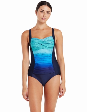 Honor Ruched Front Swimsuit - Blue zoggs swimwear for women, zoggs goggles and swimsuits