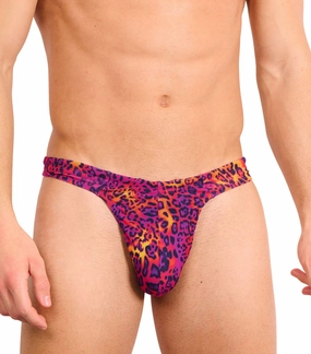 Hot Leopard Tan Through Swim Thong affordable men's swimwear, summer swimwear for men