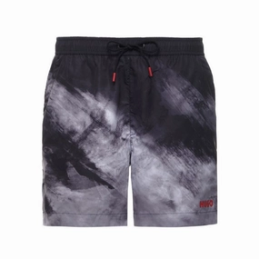 Hugo Boss Men's Dune Swim Trunks, Black mens beach swimwear, quick dry mens swimsuits