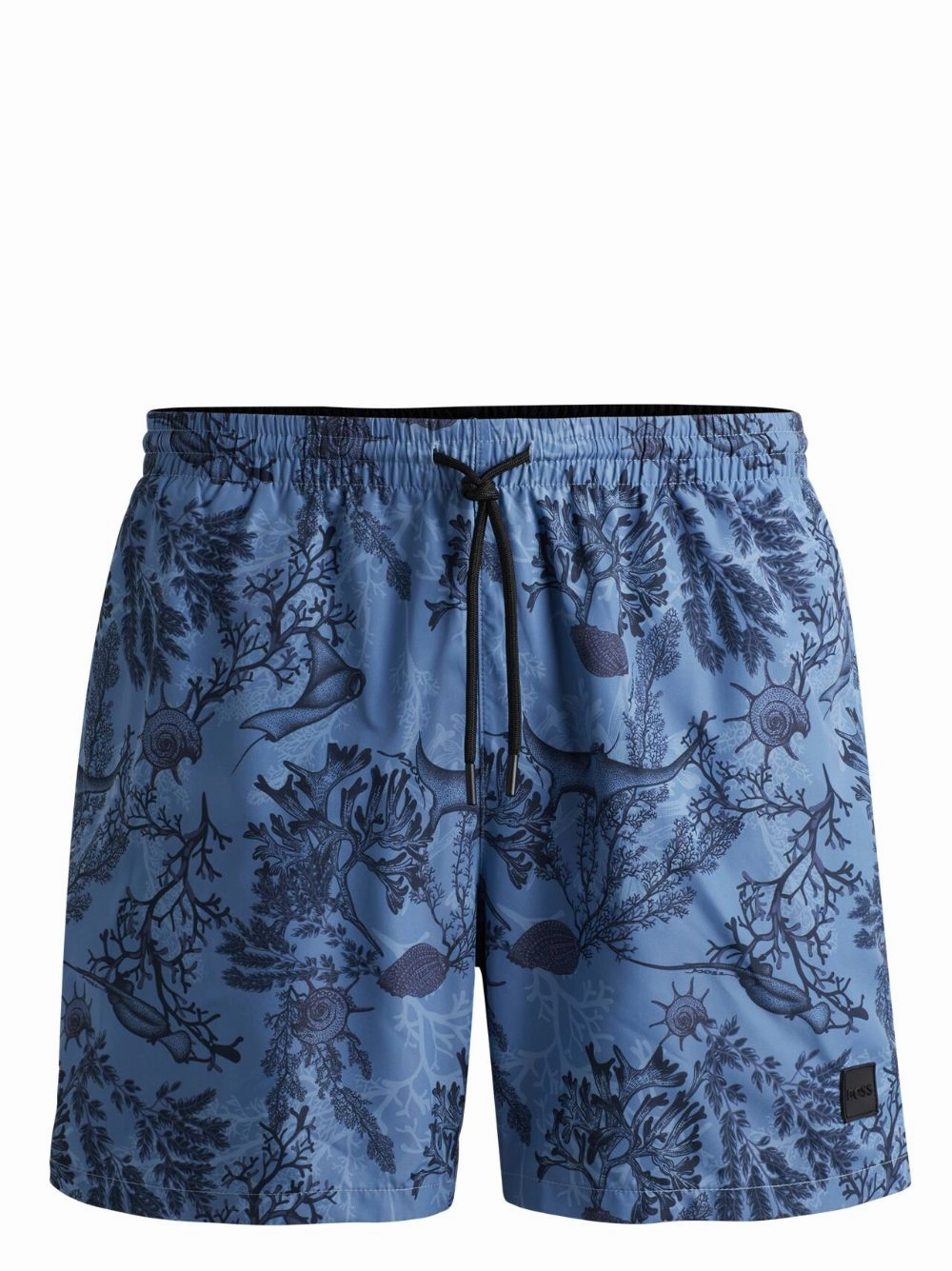 Hugo Boss Men's Reel Swim Trunks, Light Blue Palm Leaf
