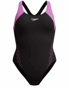 HyberBoom Splice Racerback Swimsuit - Black/Pink speedo mens swimwear, speedo training swimsuits
