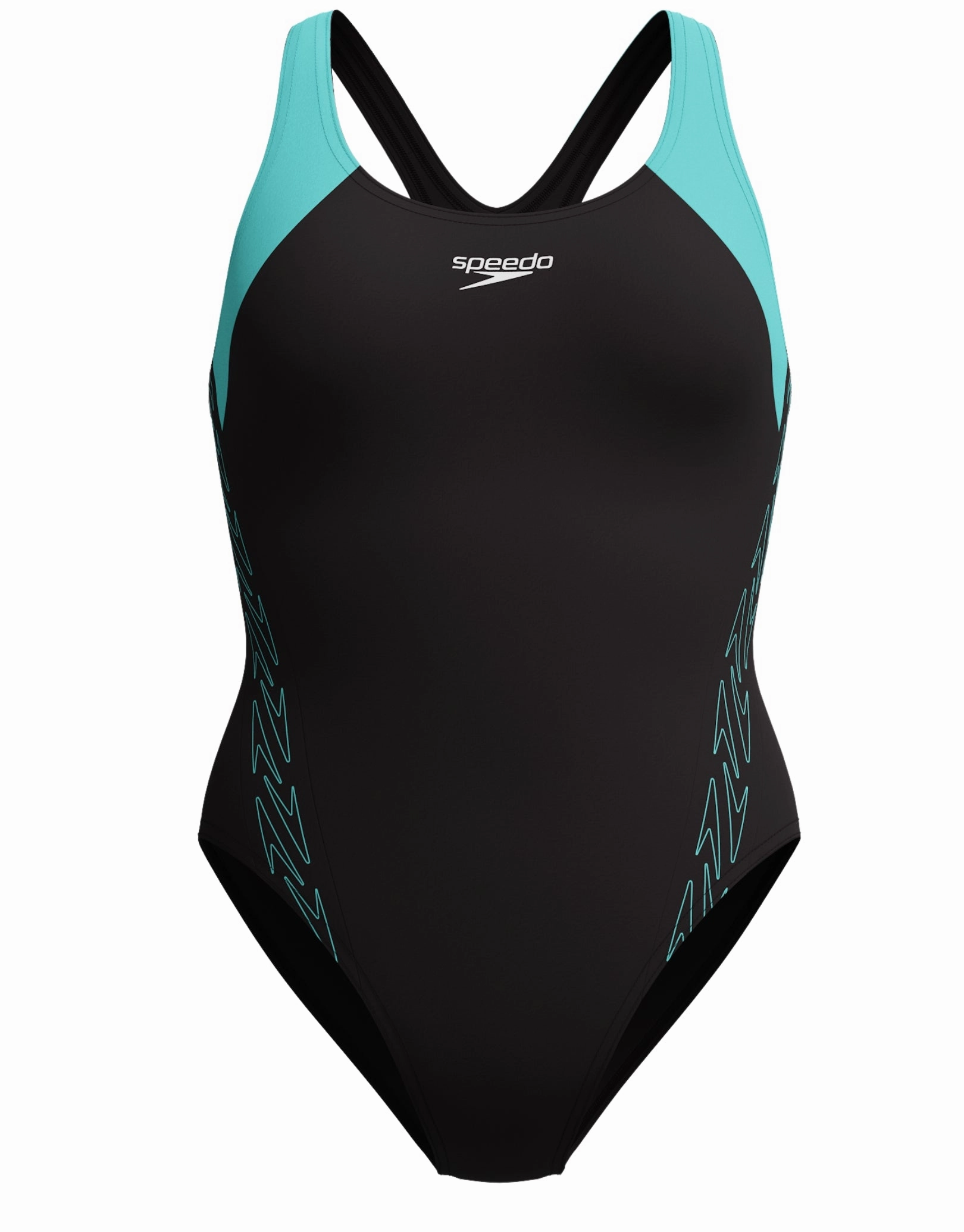 HyberBoom Splice Racerback Swimsuit - Black/Turquoise speedo mens swimwear, speedo training swimsuits