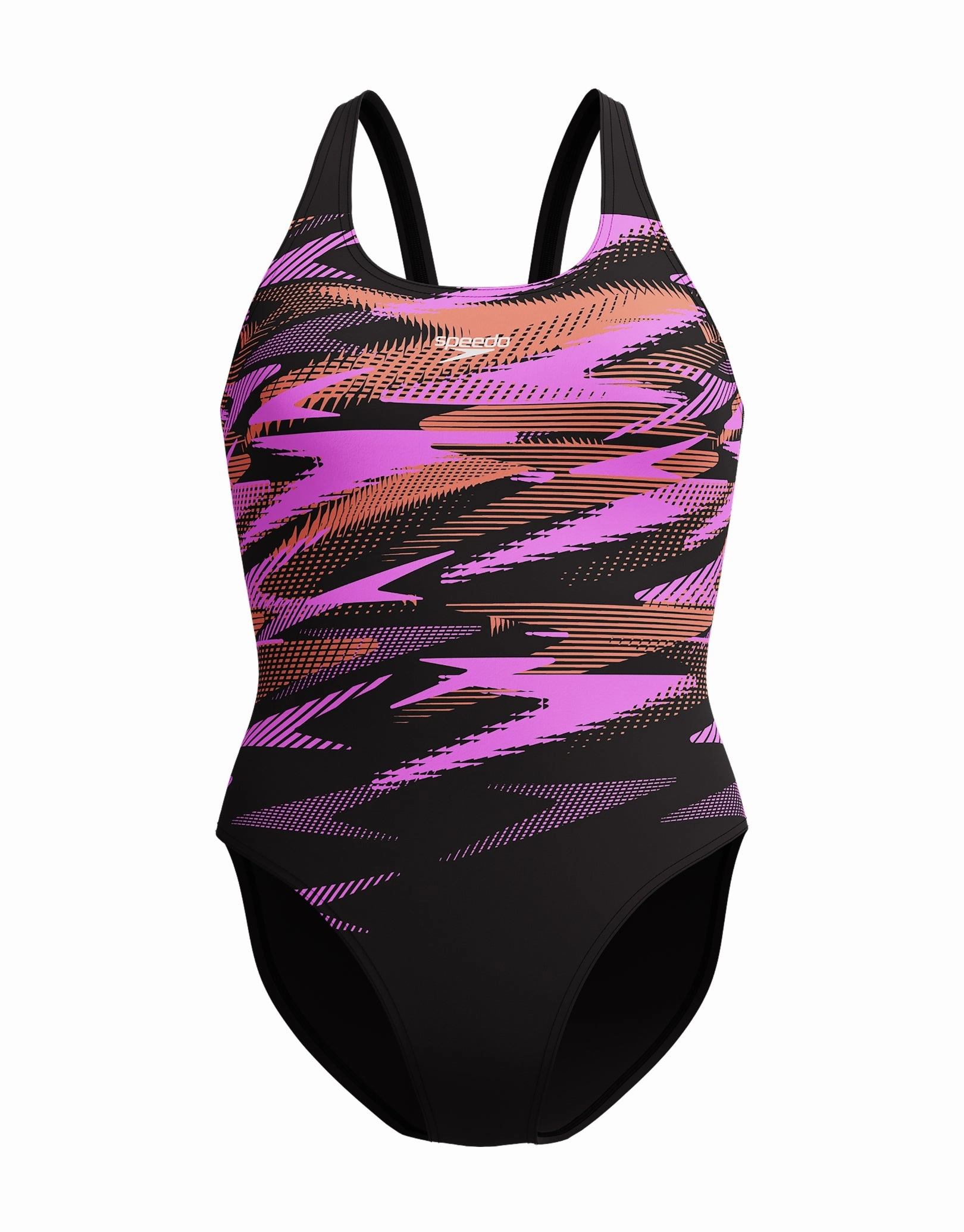Hyperboom Placement Muscleback Swimsuit - Black/Coral Pink