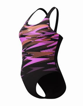 Hyperboom Placement Muscleback Swimsuit - Black/Coral Pink speedo mens swimwear, speedo training swimsuits