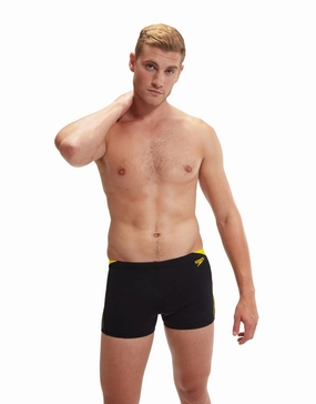 Hyperboom Splice Aquashort - Black/Yellow speedo mens swimwear, speedo training swimsuits
