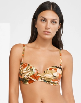 Hypnotic Underwired Bikini Top - Sepia Leaves full coverage swim tops, cute bikini tops