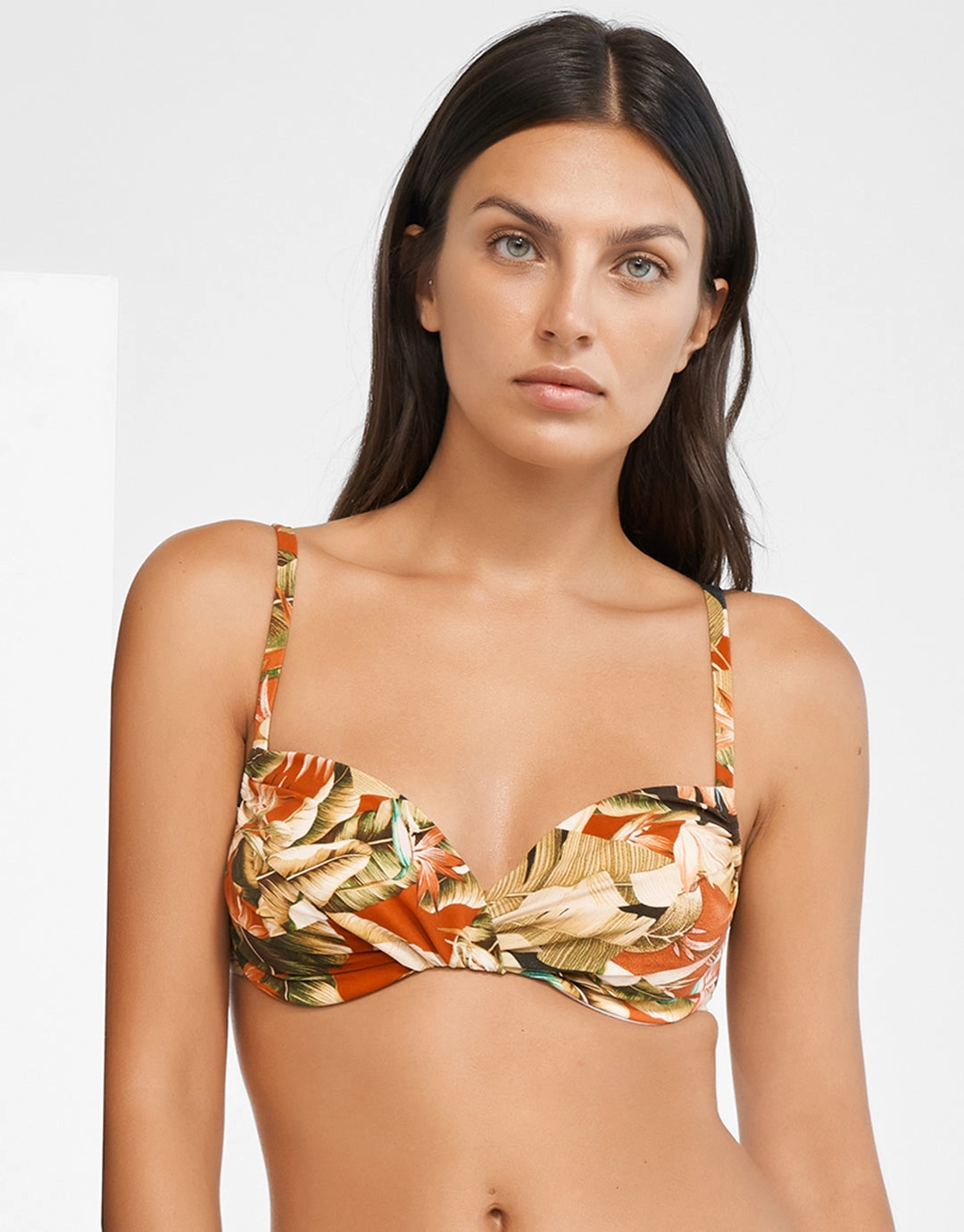 Hypnotic Underwired Bikini Top - Sepia Leaves full coverage swim tops, cute bikini tops