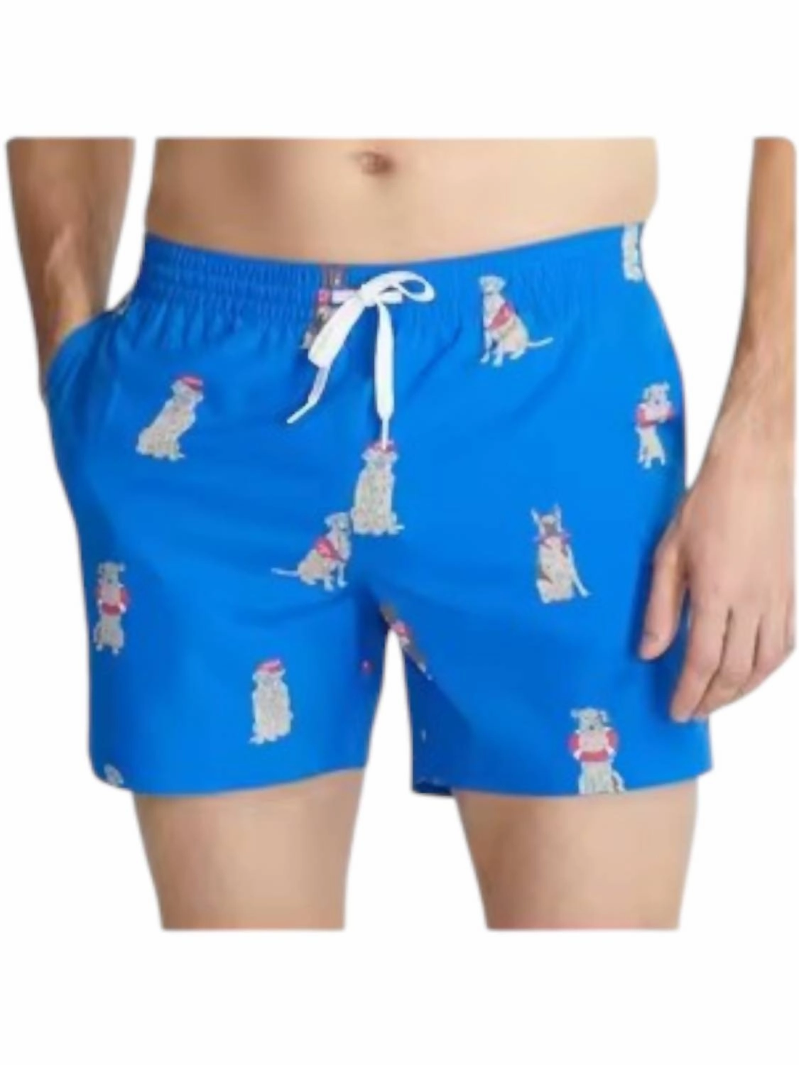 I Let The Dogs Out Swim Trunks In Blue mens beach swimwear, quick dry mens swimsuits
