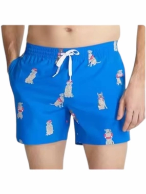 I Let The Dogs Out Swim Trunks In Blue mens beach swimwear, quick dry mens swimsuits