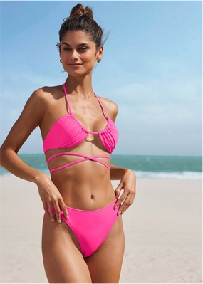 Ibiza Triangle Bikini Top - Hot Pink plain swimwear women, minimalist swimsuits