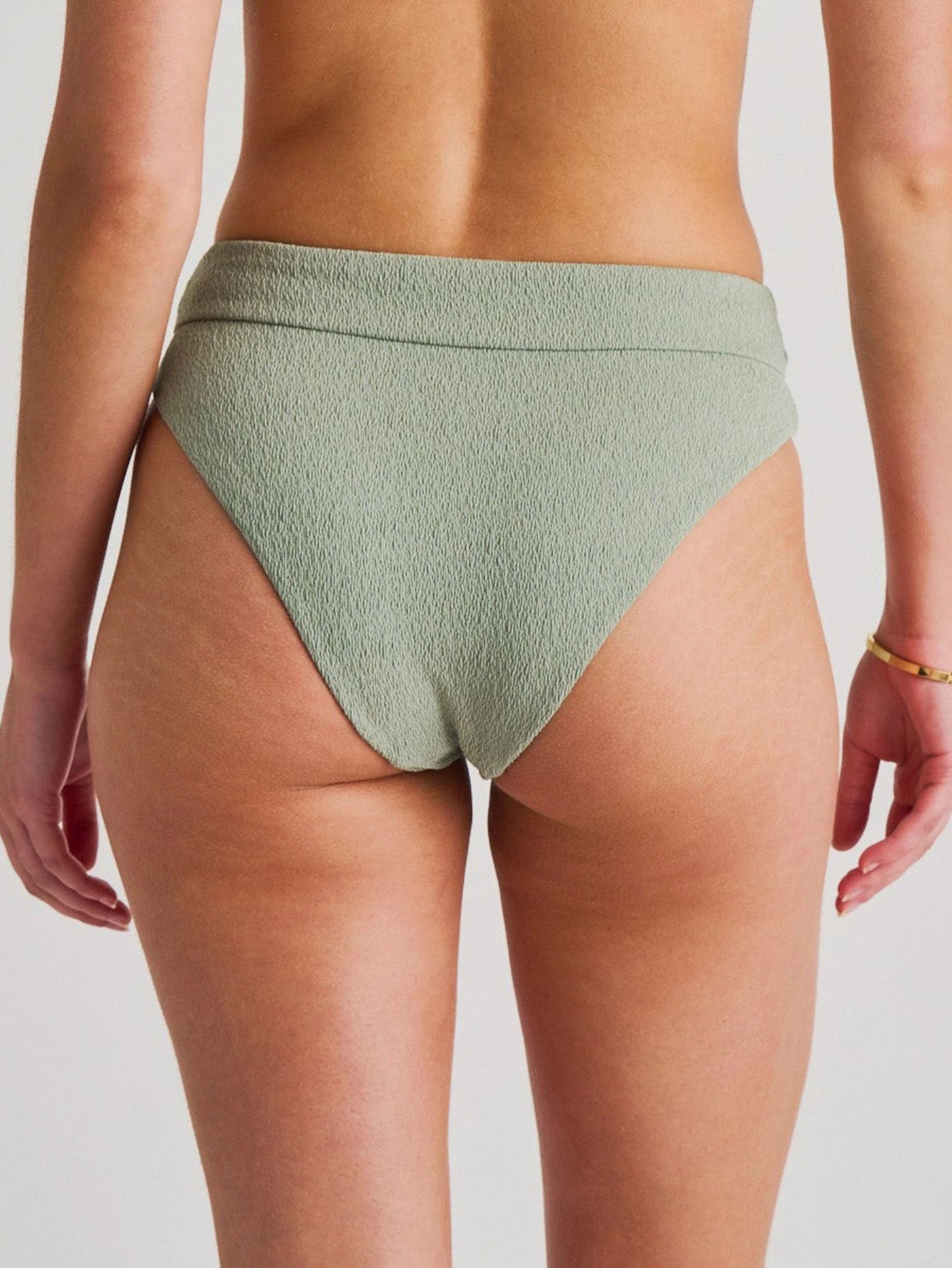 Iceberg Green Extra High Leg Retro Wide Bikini Bottom