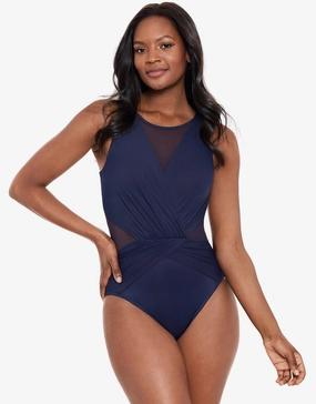 Illusionist Palma Swimsuit - Midnight tummy control swimwear women, slimming swimsuits