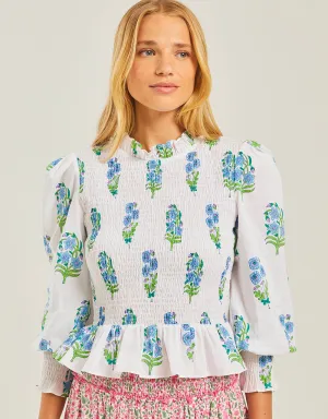 Isabel Top in Cyan Magnolia