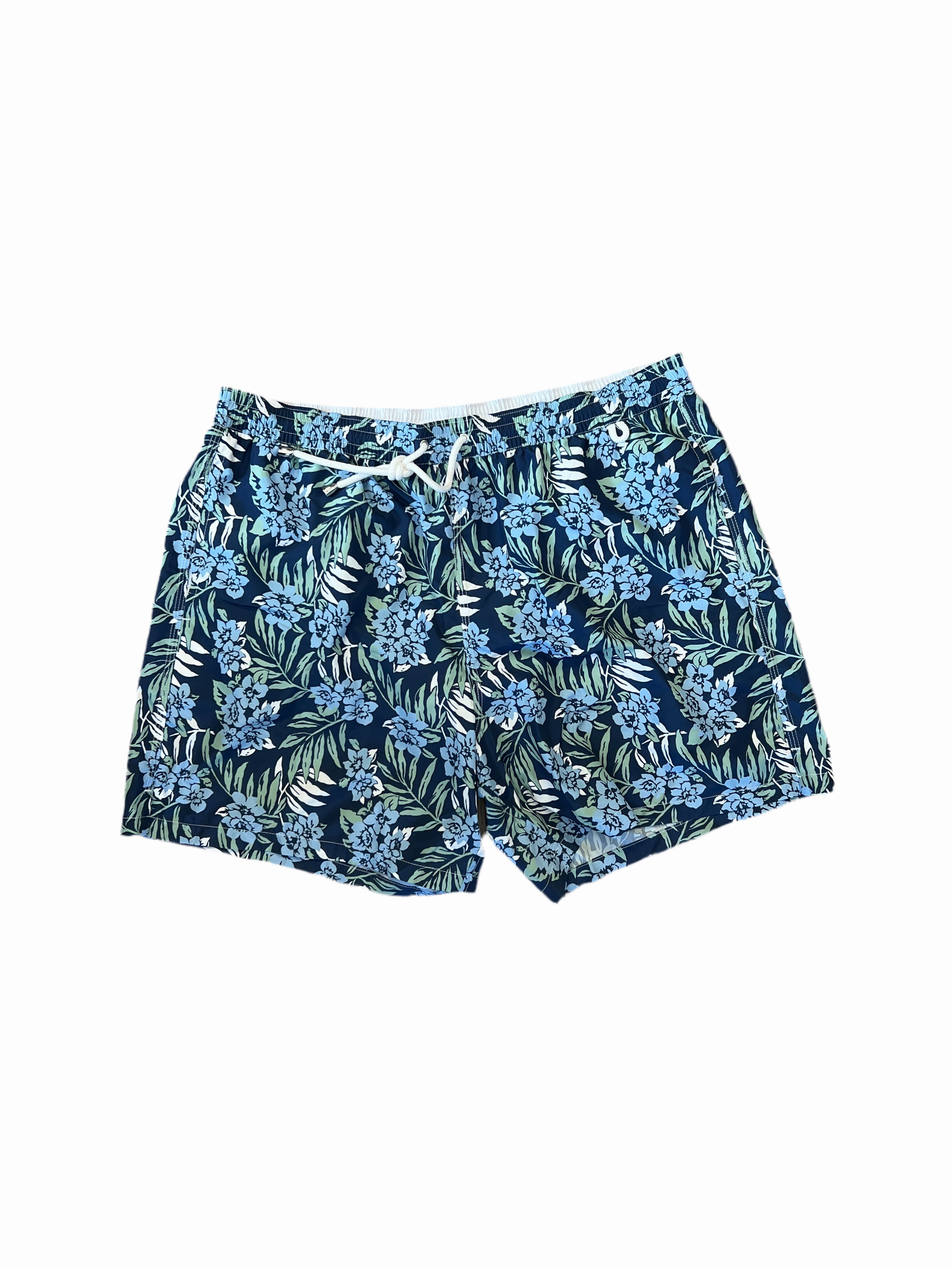 Isaia Green Blue Mens Floral Swim Trunk mens beach swimwear, quick dry mens swimsuits