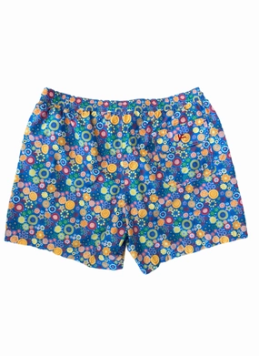 Isaia Mens Blue Orange Pink Green Multicolored Abstract Patterned Swim Trunk mens beach swimwear, quick dry mens swimsuits