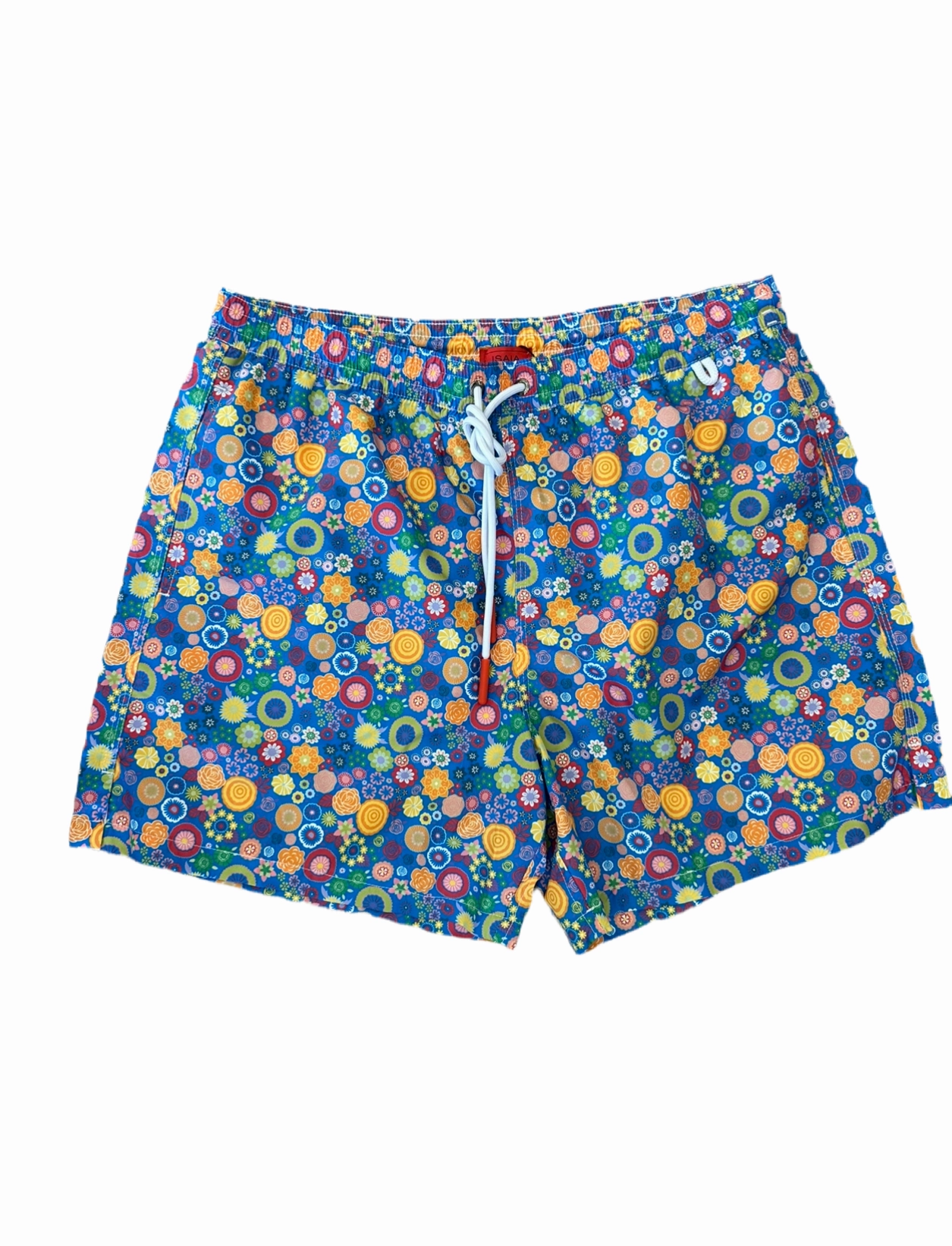 Isaia Mens Blue Orange Pink Green Multicolored Abstract Patterned Swim Trunk