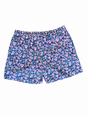 Isaia Mens Blue Pink Floral Patterned Swim Trunk mens beach swimwear, quick dry mens swimsuits