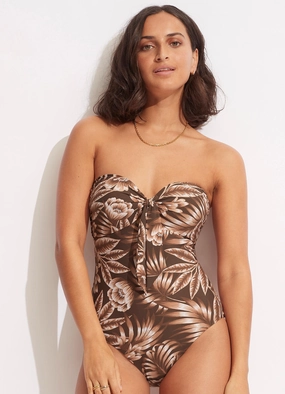 Island In The Sun Twist Tie Front One Piece - Tiramisu slimming one piece swimsuits, fashionable one piece suits