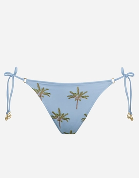Island Souvenir Tie Side Bikini Pant - Sky adjustable swim bottoms women, flattering bikini bottoms