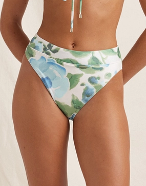 Isles Mid High Cut Bikini Pant - Watercolour adjustable swim bottoms women, flattering bikini bottoms