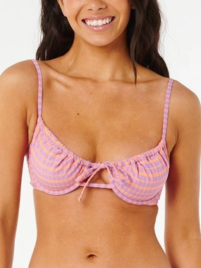 Isles Plaid D-DD Balconette Bikini Top basic swimsuits for women, durable swimwear for ladies