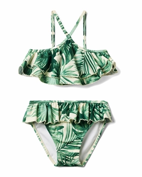 Janie and Jack Recycled Palm Ruffle Halter 2pc Swimsuit cute swimsuits for teen girls, modest teen swimwear