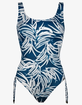 Jean Breeze Inclusive Fit Adjustable Leg Swimsuit - Denim White tummy control swimwear women, slimming swimsuits
