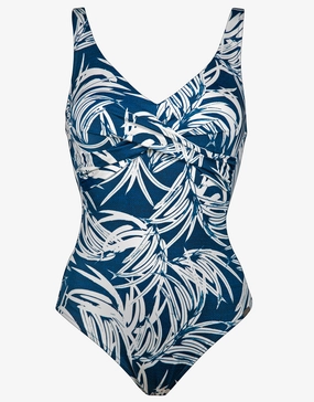 Jean Breeze Twist Front Swimsuit - Denim White pool-ready swimwear for women, trendy swimwear collection