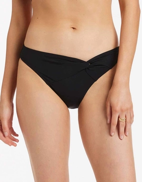 Jetset Twist Front Bikini Pant - Black adjustable swim bottoms women, flattering bikini bottoms